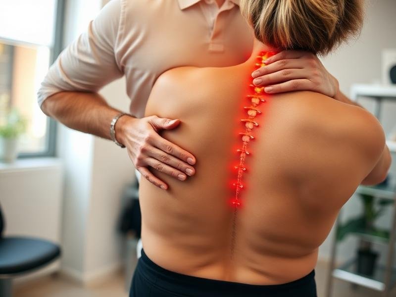 Chiropractor performing spinal assessment on patient