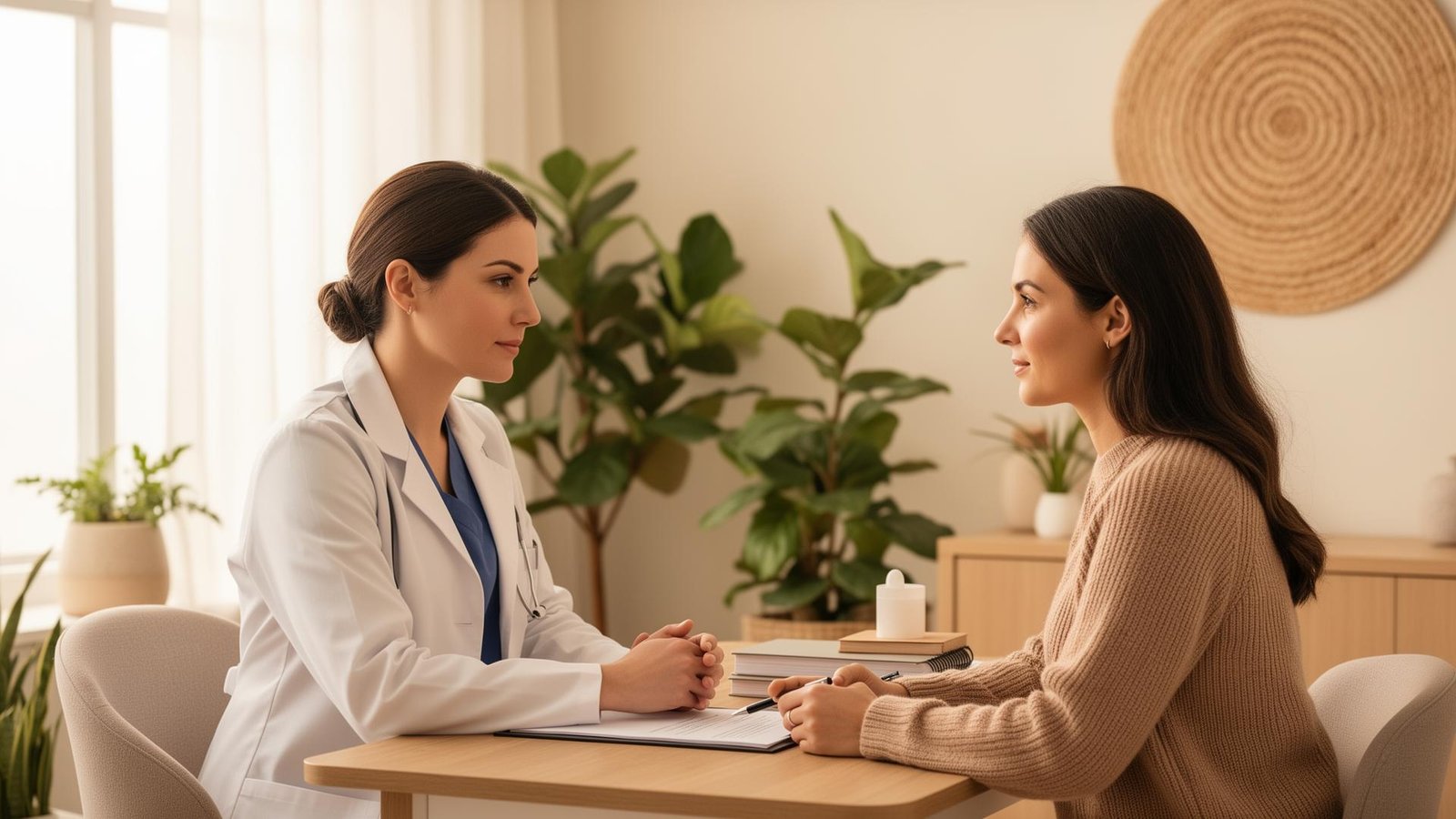 Advanced practice provider consulting patient at integrative wellness clinic in Quad Cities