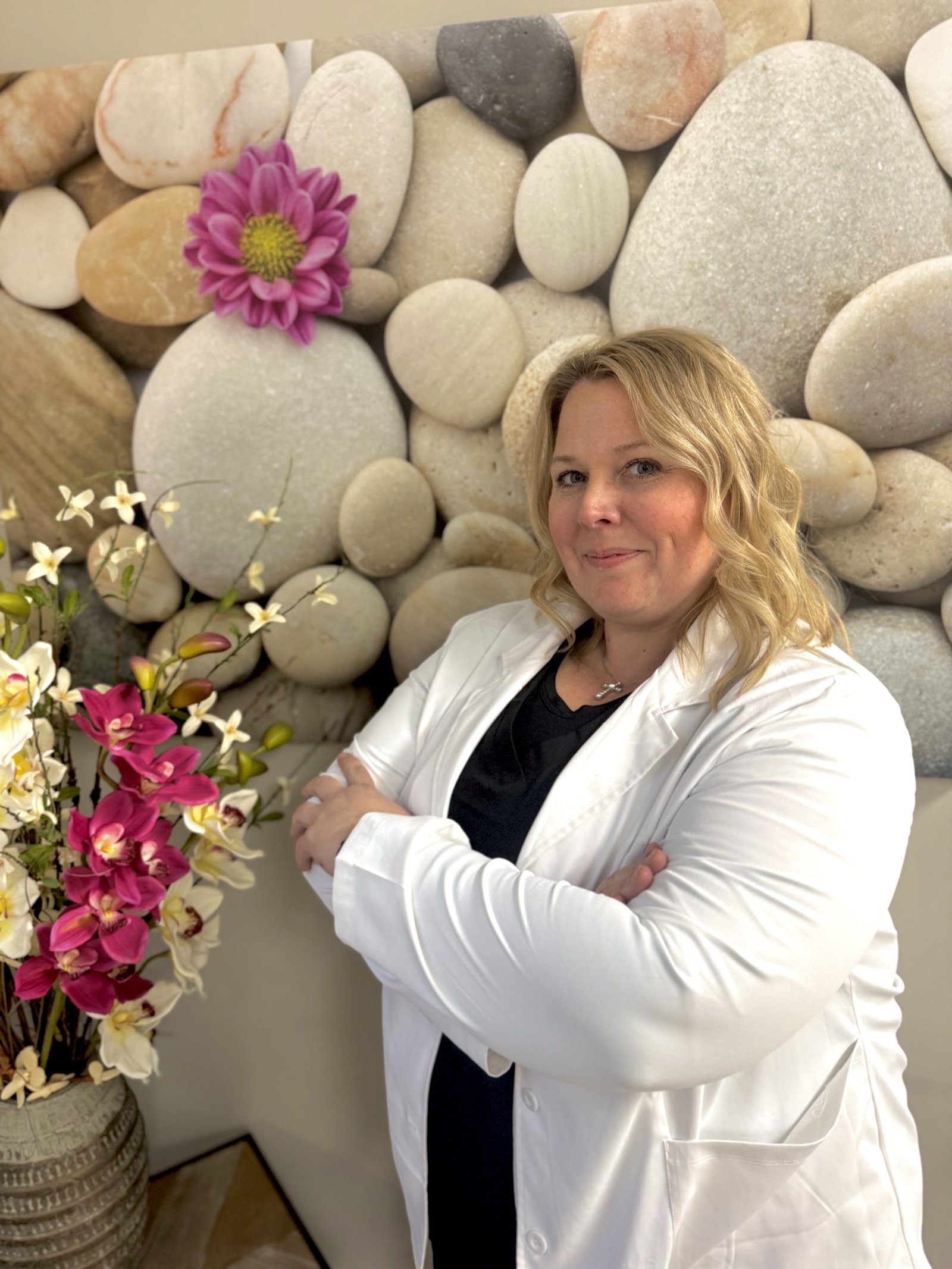 Registered nurse providing ketamine therapy session support